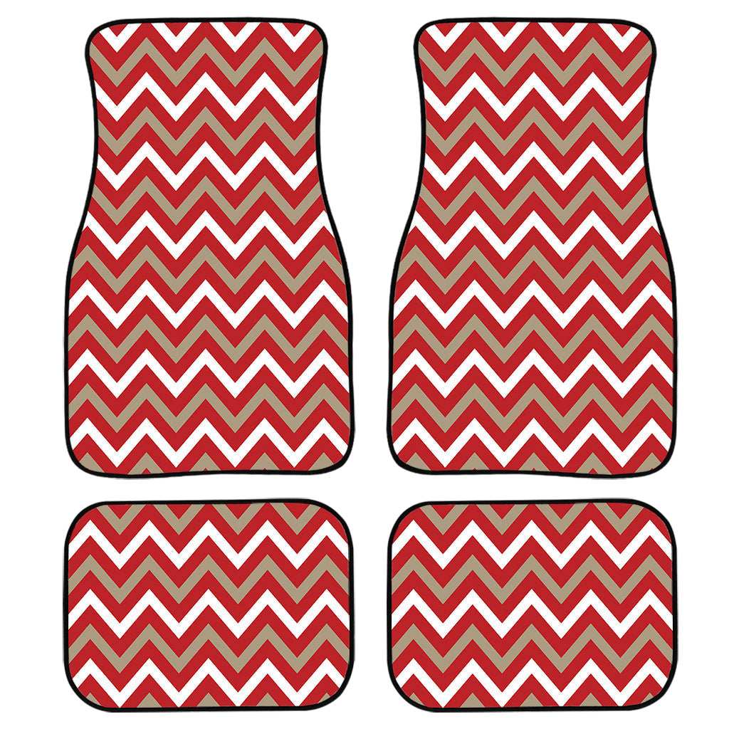 Red Beige And White Chevron Print Front And Back Car Floor Mats/ Front Car Mat
