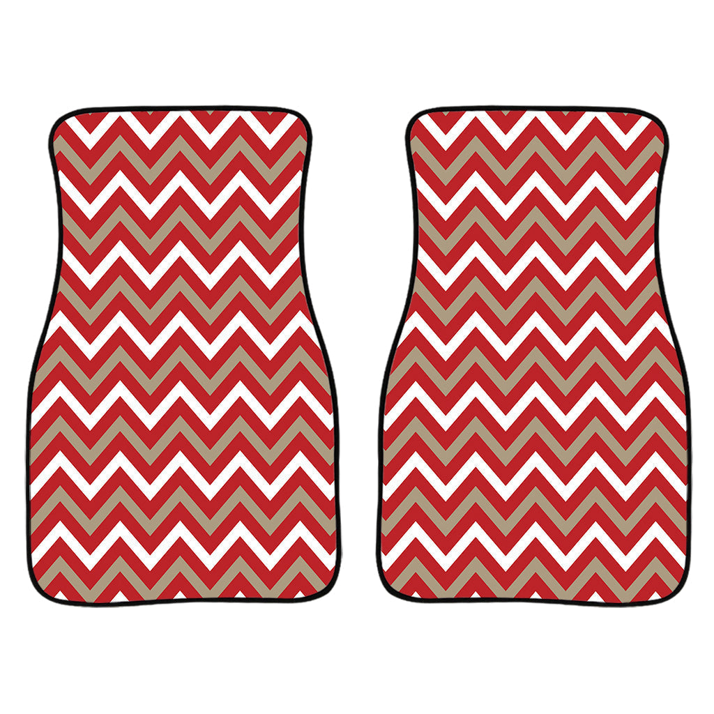 Red Beige And White Chevron Print Front And Back Car Floor Mats/ Front Car Mat