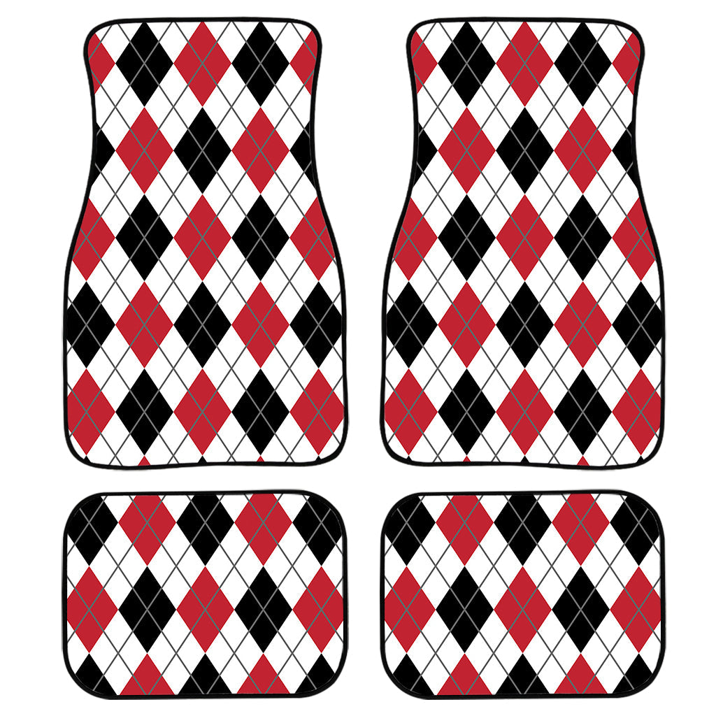 Red Black And White Argyle Pattern Print Front And Back Car Floor Mats/ Front Car Mat