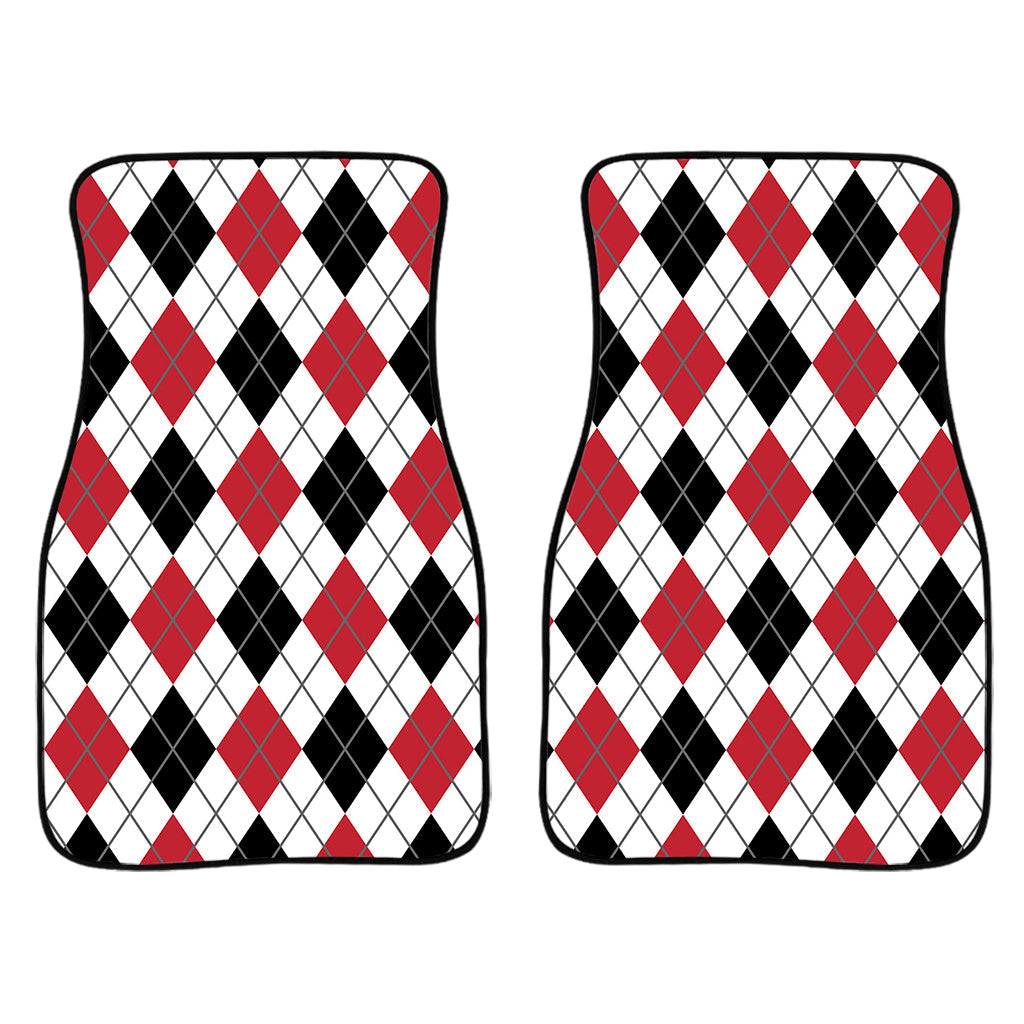 Red Black And White Argyle Pattern Print Front And Back Car Floor Mats/ Front Car Mat