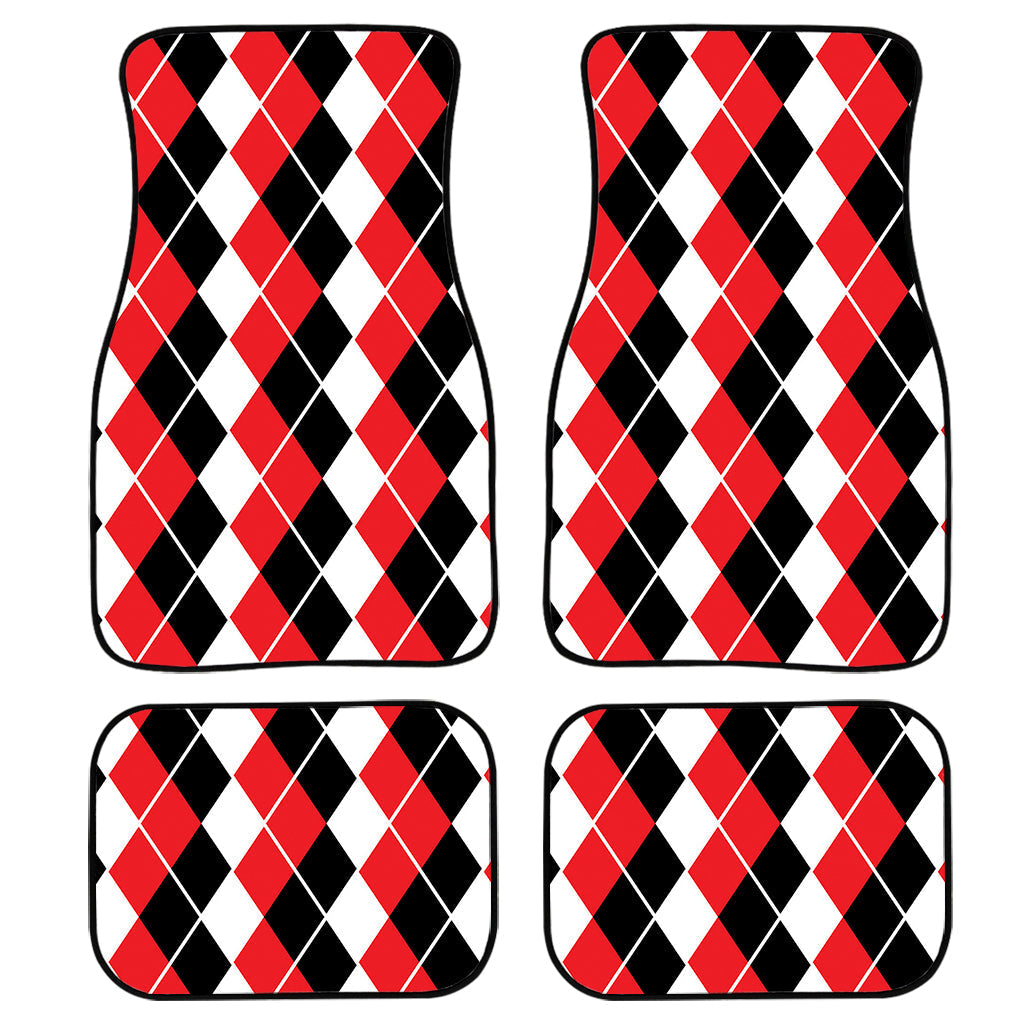 Red Black And White Argyle Print Front And Back Car Floor Mats/ Front Car Mat