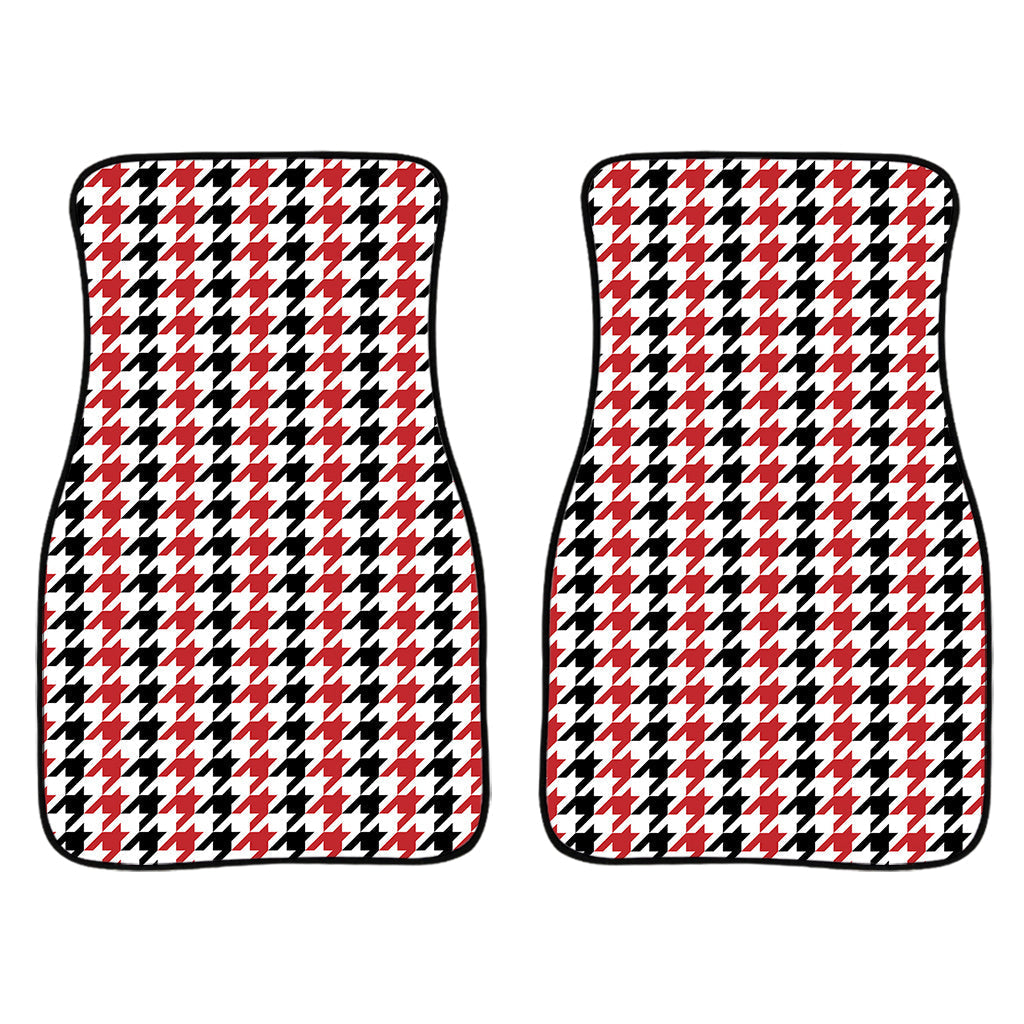 Red Black And White Houndstooth Print Front And Back Car Floor Mats/ Front Car Mat