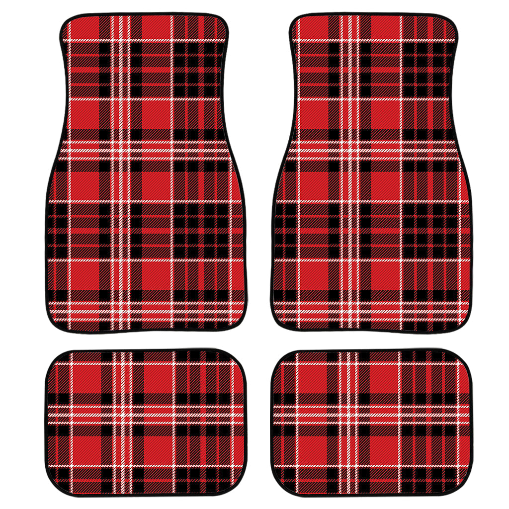 Red Black And White Scottish Plaid Print Front And Back Car Floor Mats/ Front Car Mat
