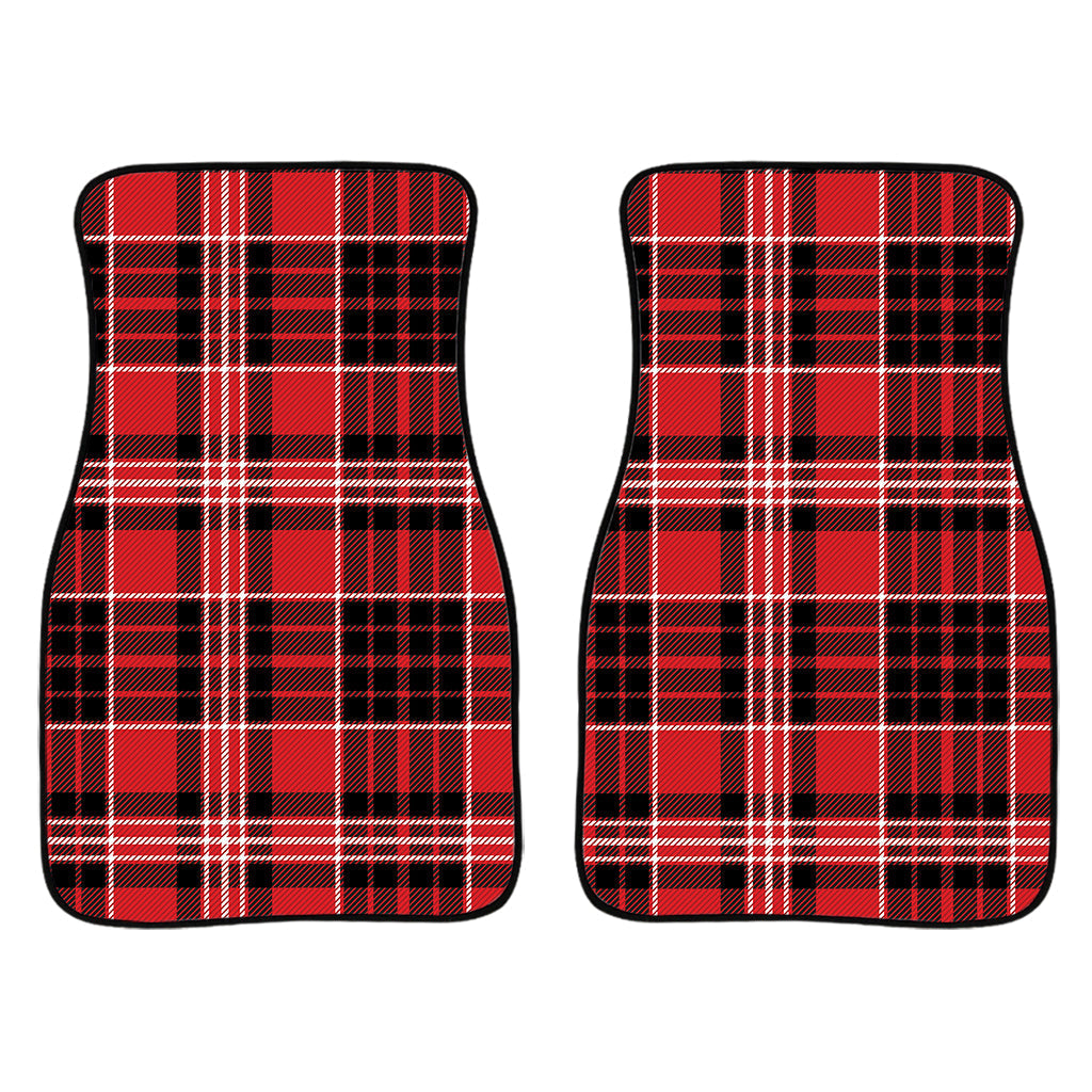 Red Black And White Scottish Plaid Print Front And Back Car Floor Mats/ Front Car Mat
