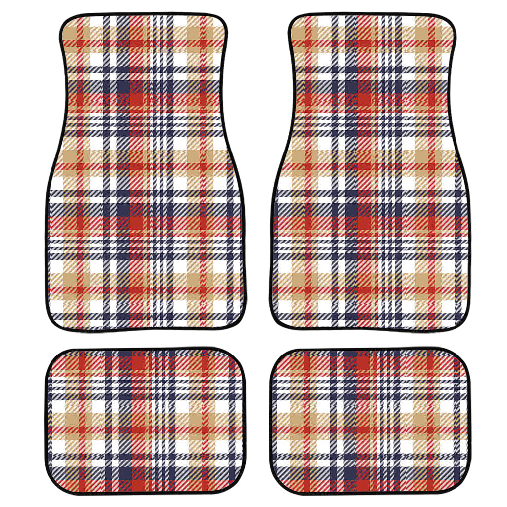 Red Blue And Beige Madras Plaid Print Front And Back Car Floor Mats/ Front Car Mat