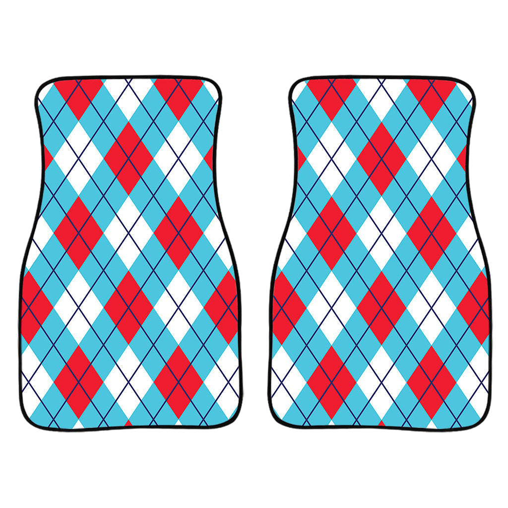 Red Blue And White Argyle Pattern Print Front And Back Car Floor Mats/ Front Car Mat