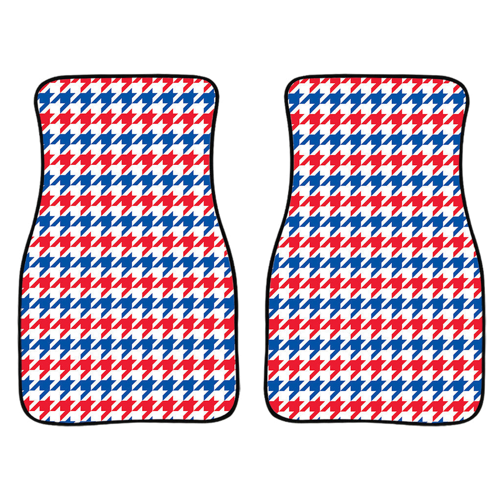 Red Blue And White Houndstooth Print Front And Back Car Floor Mats/ Front Car Mat