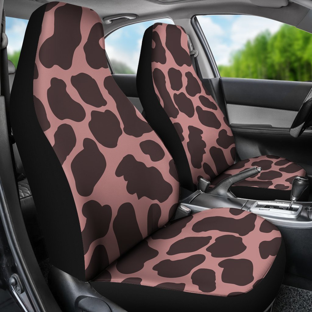 Red Brown Cow Print Universal Fit Car Seat Covers