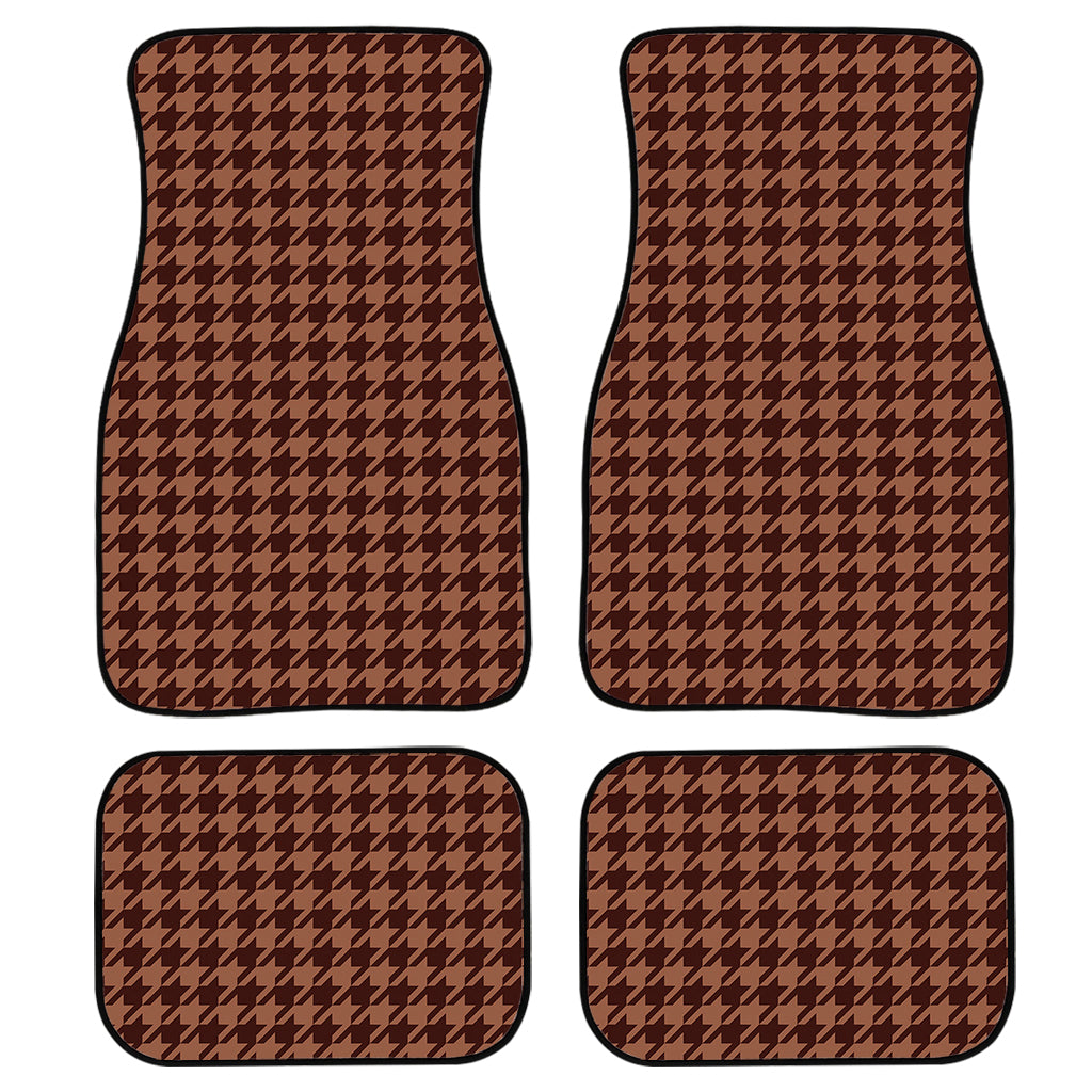 Red Brown Houndstooth Pattern Print Front And Back Car Floor Mats/ Front Car Mat