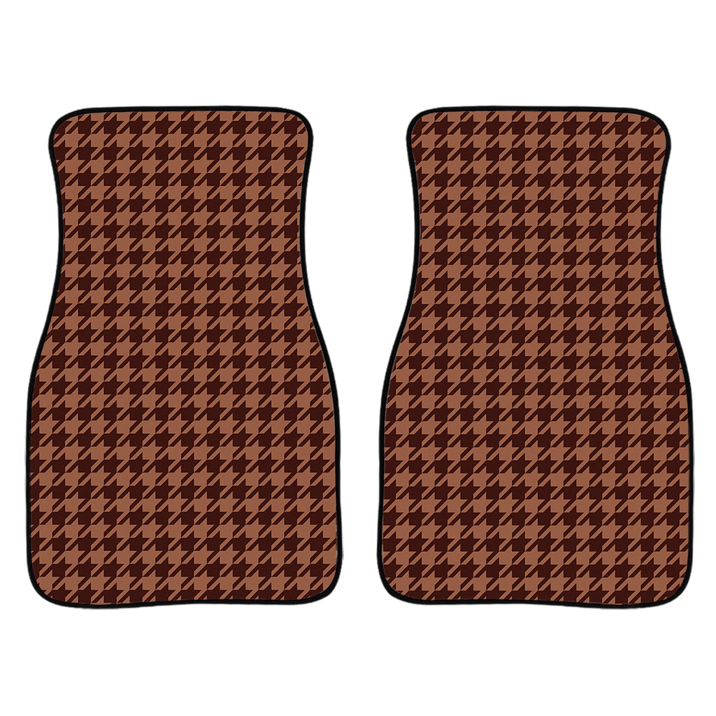 Red Brown Houndstooth Pattern Print Front And Back Car Floor Mats/ Front Car Mat