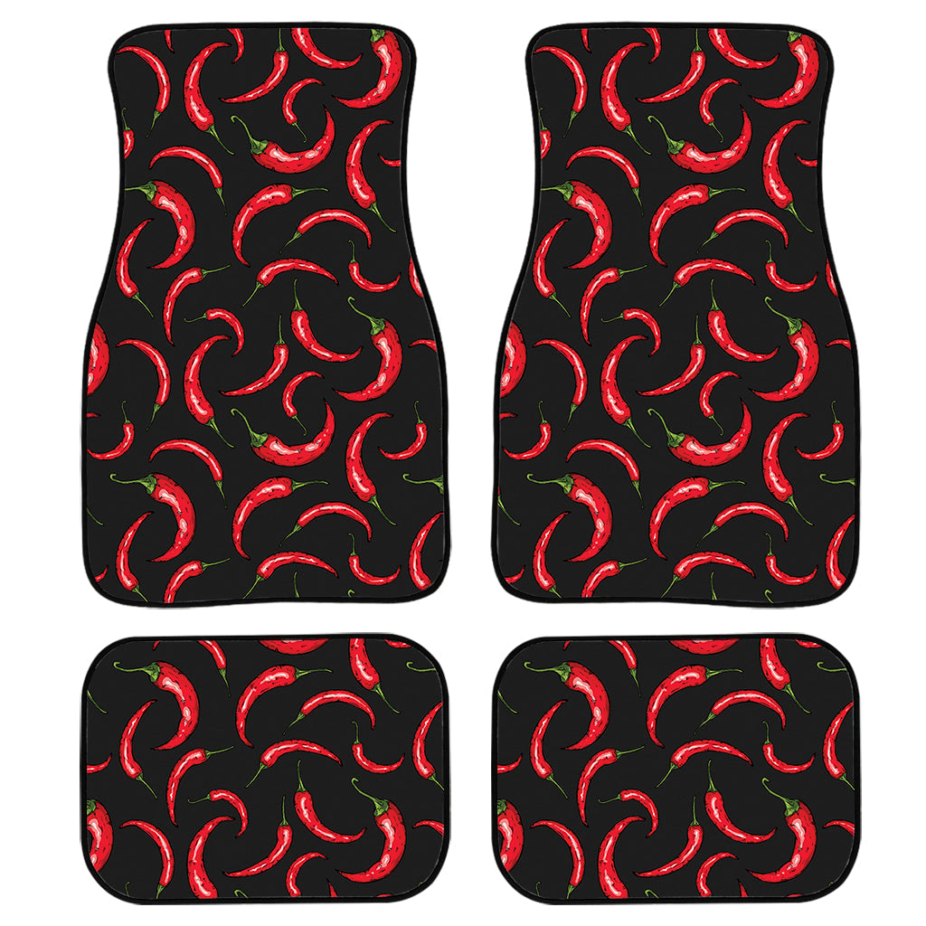 Red Chili Peppers Pattern Print Front And Back Car Floor Mats/ Front Car Mat