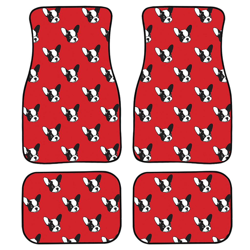 Red French Bulldog Pattern Print Front And Back Car Floor Mats/ Front Car Mat