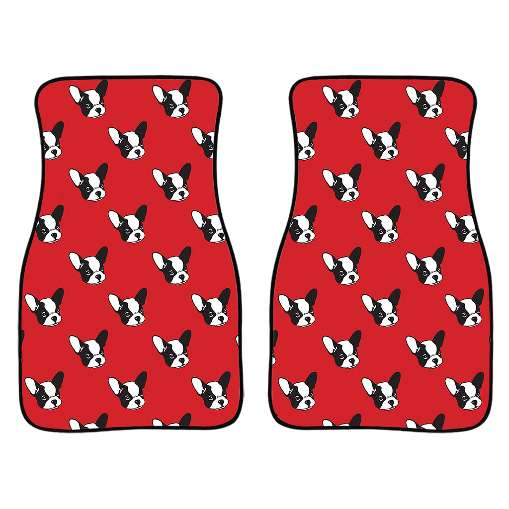 Red French Bulldog Pattern Print Front And Back Car Floor Mats/ Front Car Mat