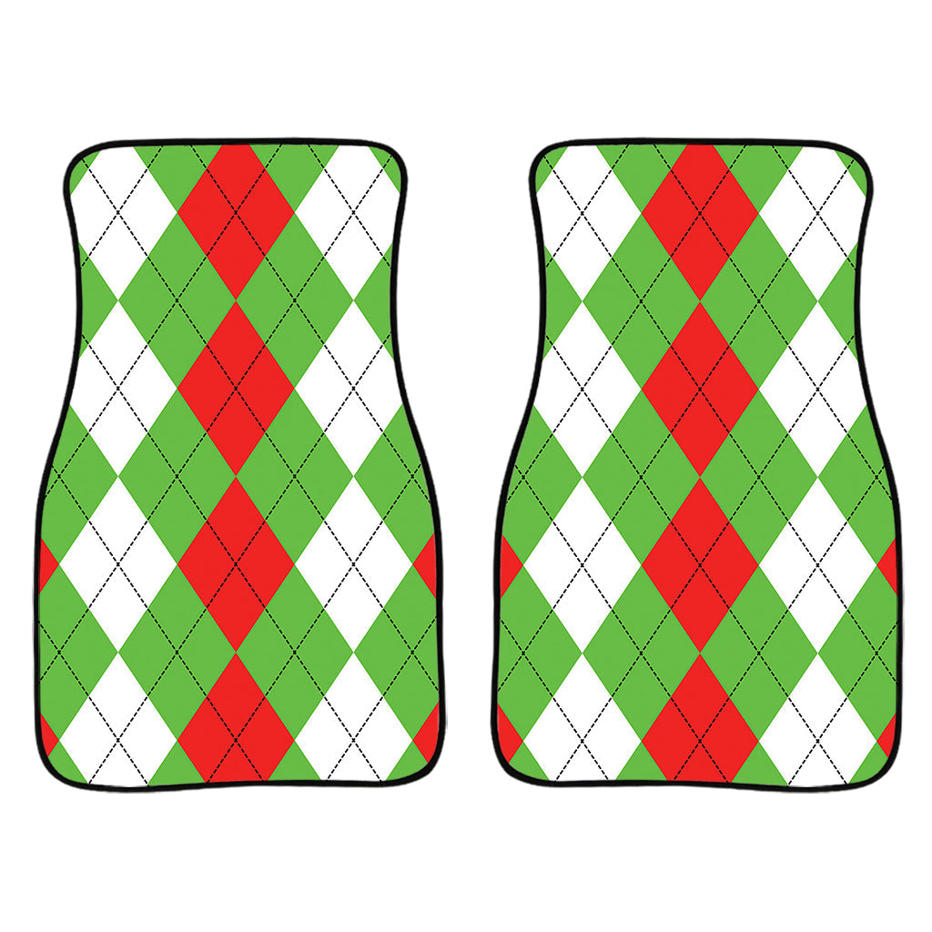 Red Green And White Argyle Pattern Print Front And Back Car Floor Mats/ Front Car Mat