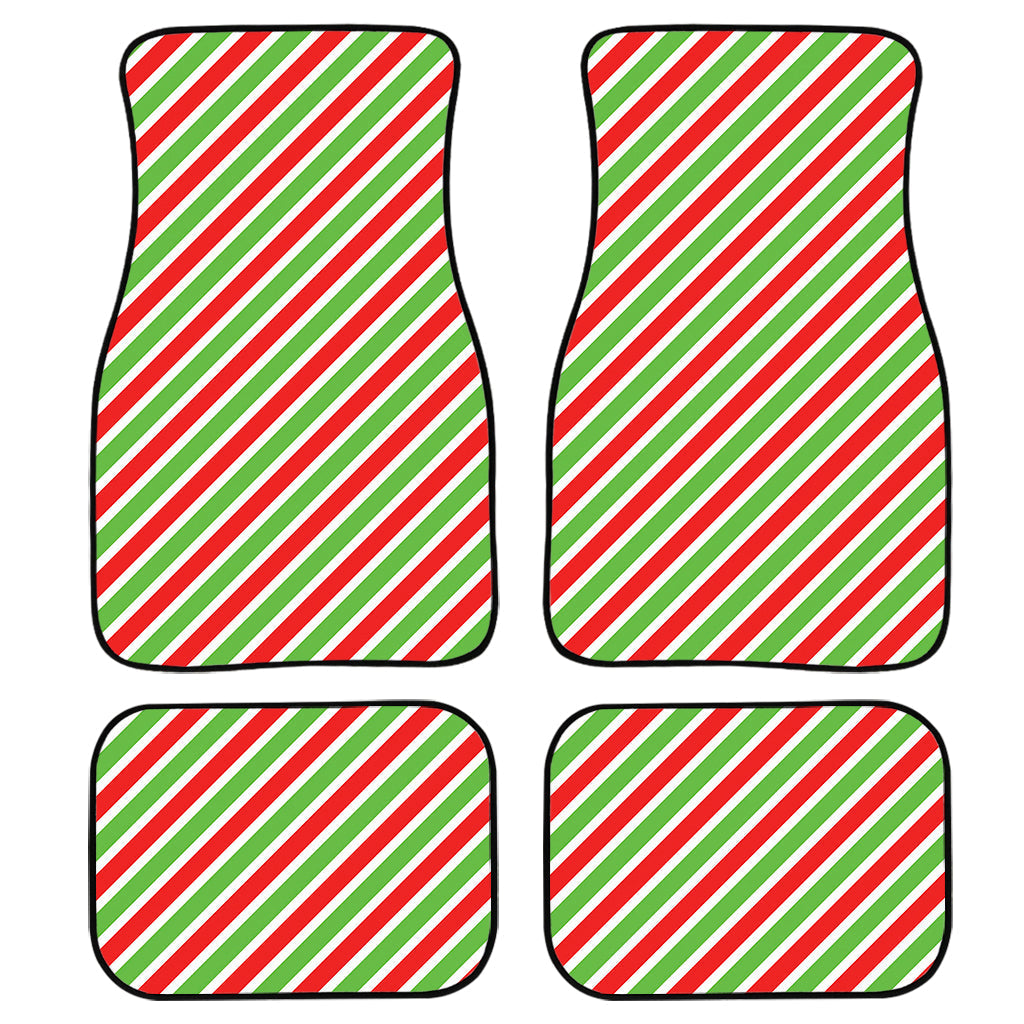 Red Green And White Candy Cane Print Front And Back Car Floor Mats/ Front Car Mat