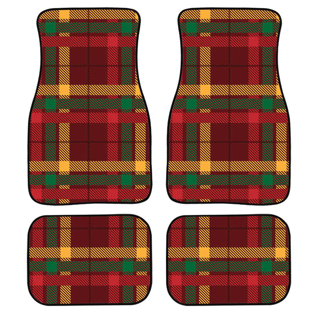Red Green And Yellow Stewart Print Front And Back Car Floor Mats/ Front Car Mat