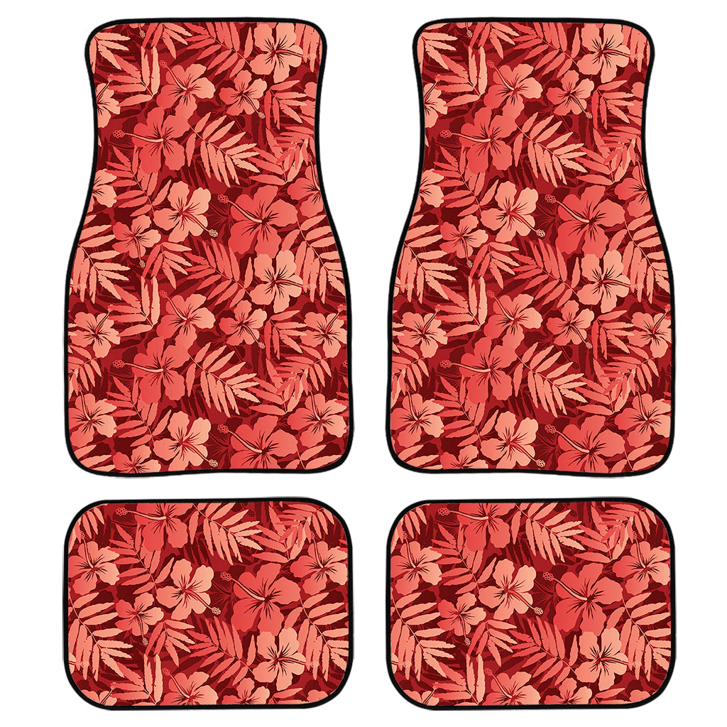 Red Hawaiian Tropical Pattern Print Front And Back Car Floor Mats/ Front Car Mat