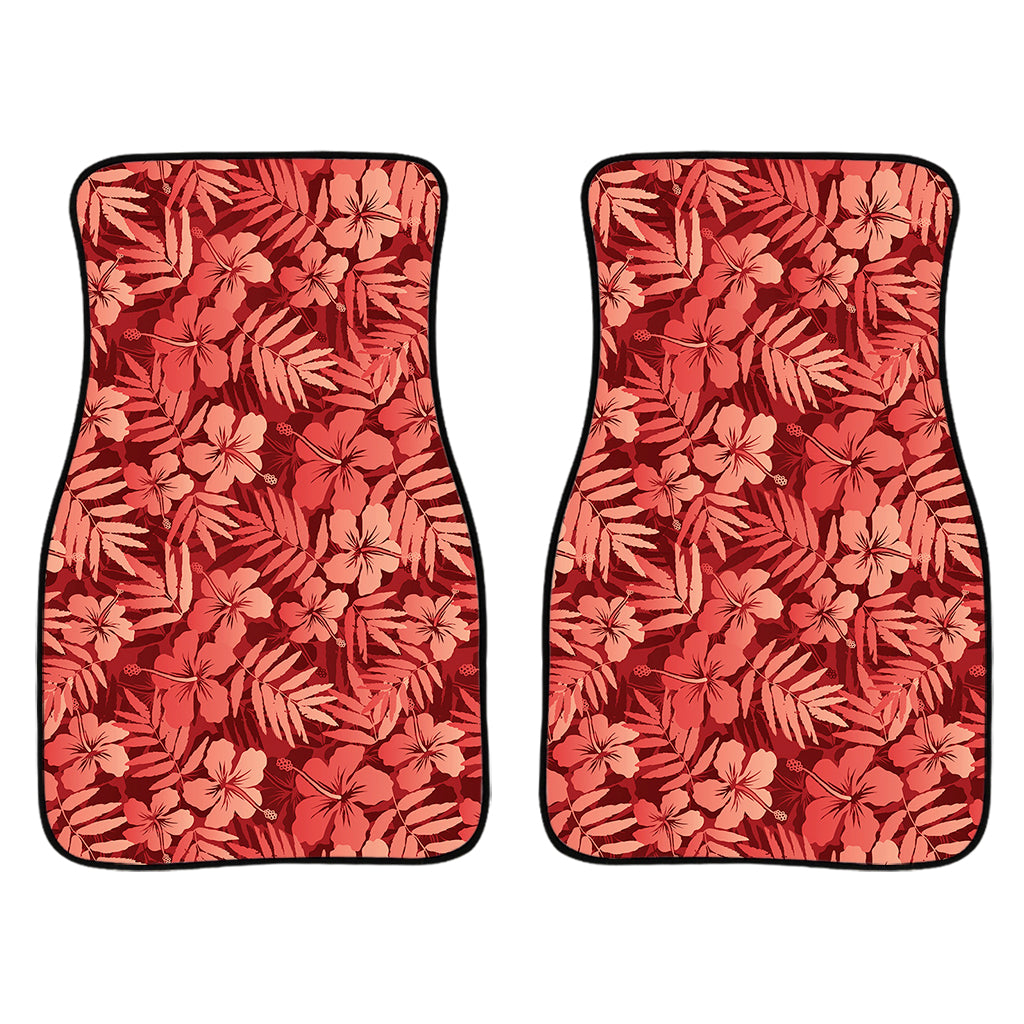Red Hawaiian Tropical Pattern Print Front And Back Car Floor Mats/ Front Car Mat