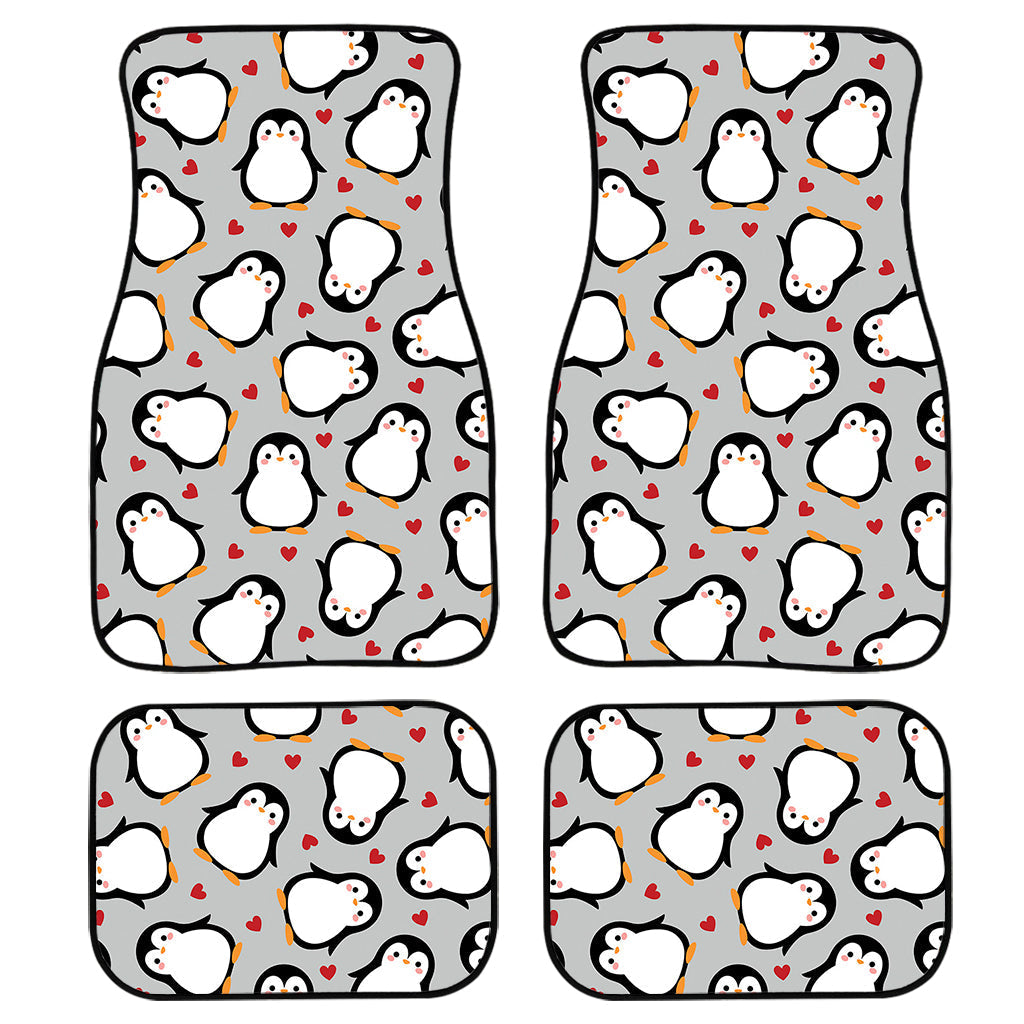 Red Heart And Penguin Pattern Print Front And Back Car Floor Mats/ Front Car Mat