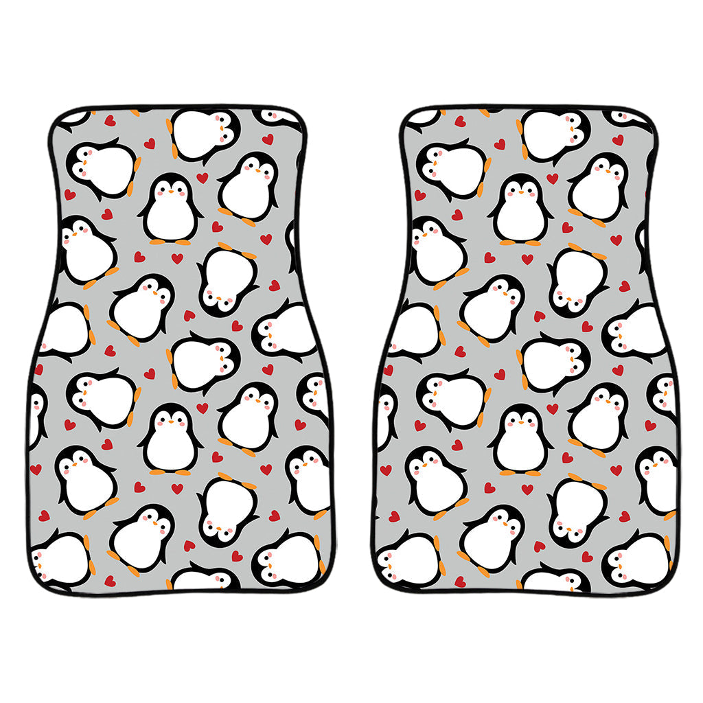 Red Heart And Penguin Pattern Print Front And Back Car Floor Mats/ Front Car Mat
