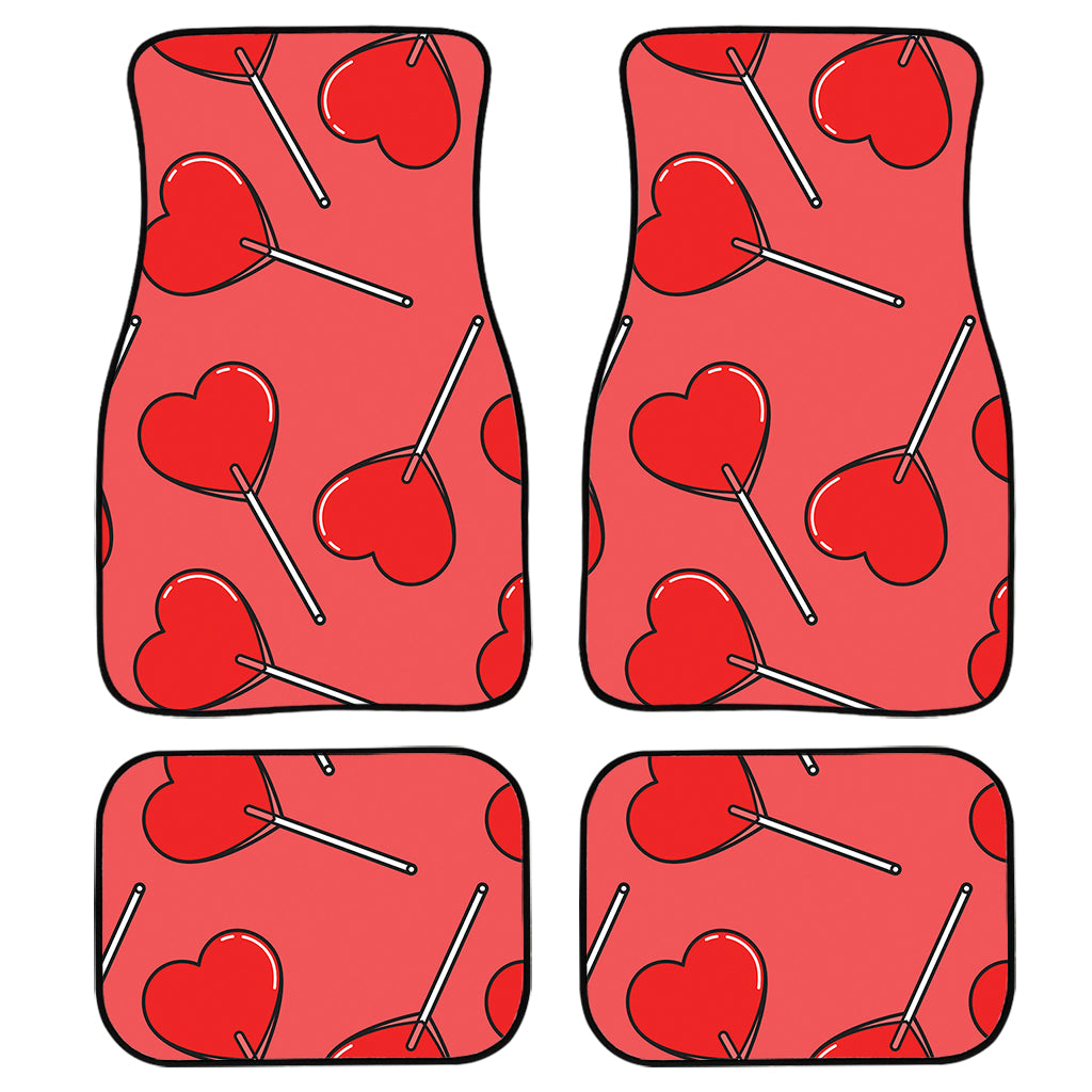 Red Heart Lollipop Pattern Print Front And Back Car Floor Mats/ Front Car Mat