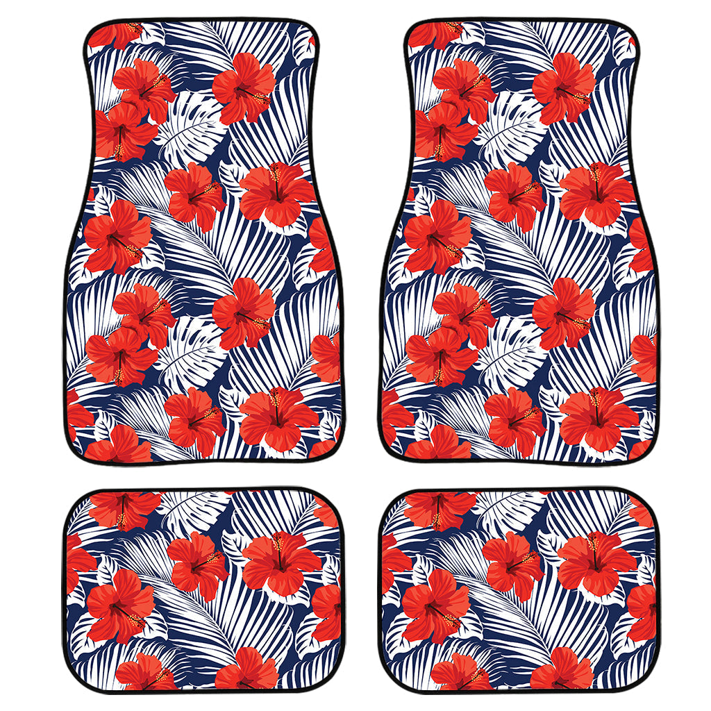 Red Hibiscus Tropical Pattern Print Front And Back Car Floor Mats/ Front Car Mat