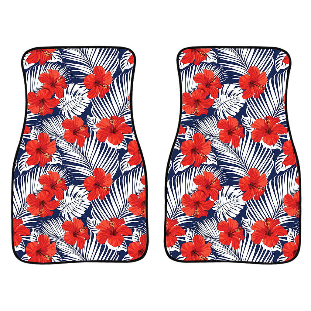 Red Hibiscus Tropical Pattern Print Front And Back Car Floor Mats/ Front Car Mat