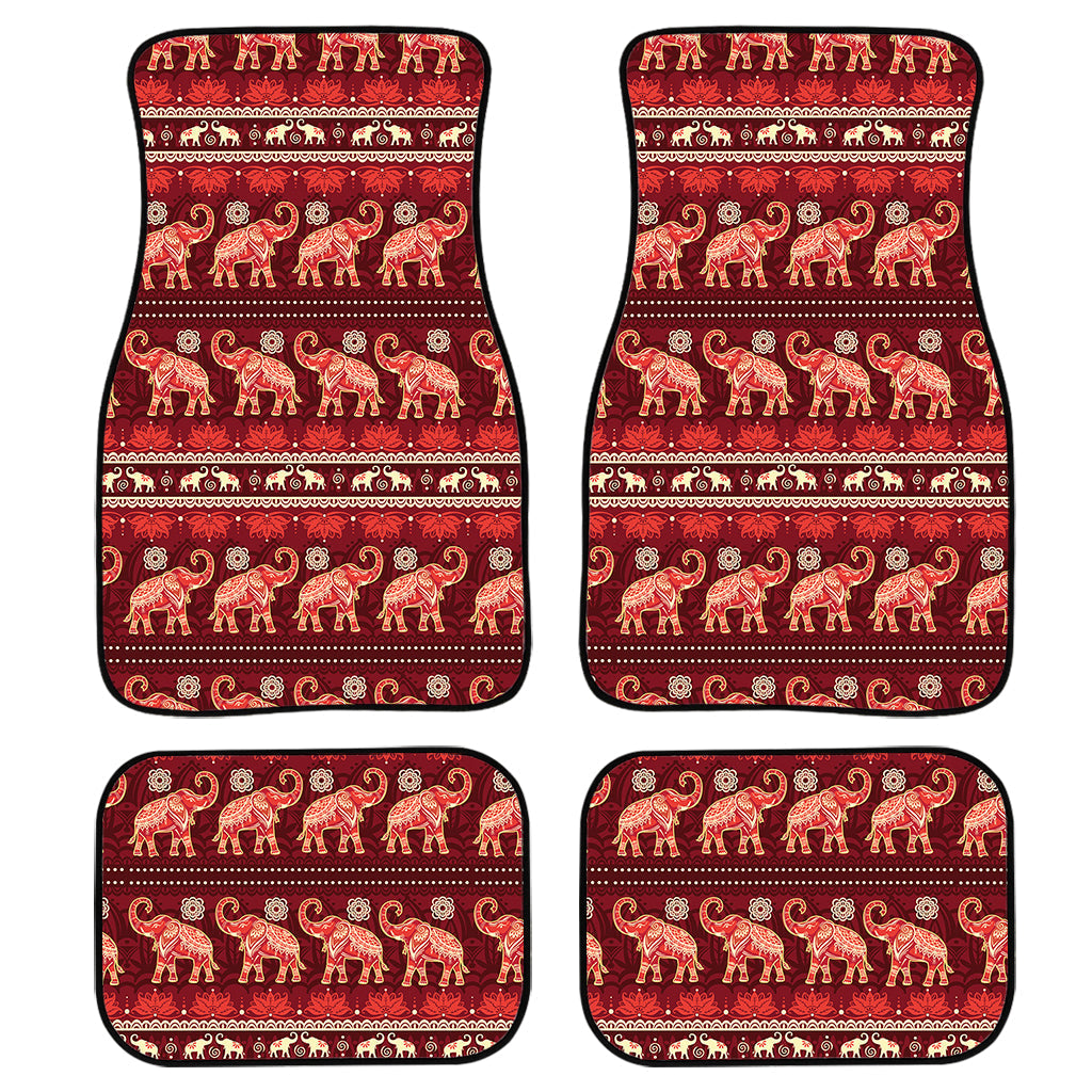 Red Indian Elephant Pattern Print Front And Back Car Floor Mats/ Front Car Mat