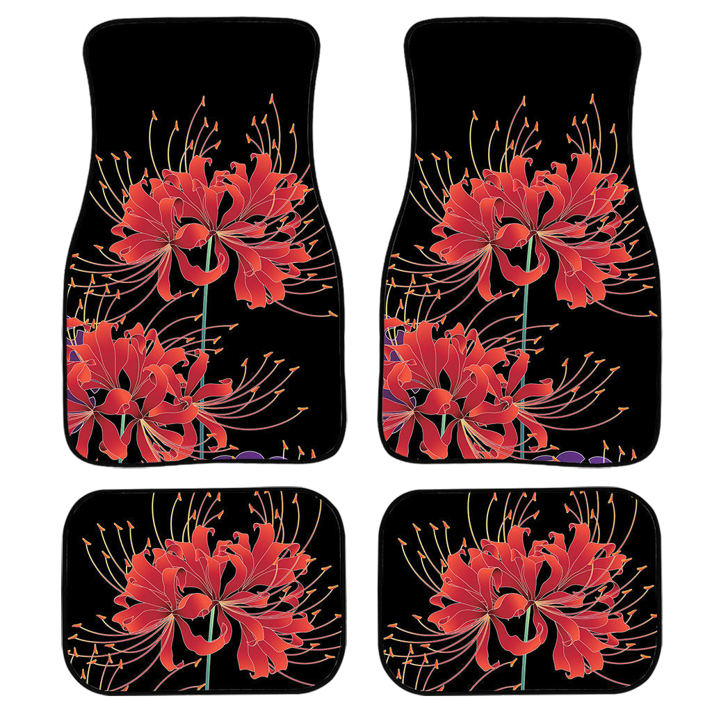 Red Japanese Amaryllis Pattern Print Front And Back Car Floor Mats/ Front Car Mat