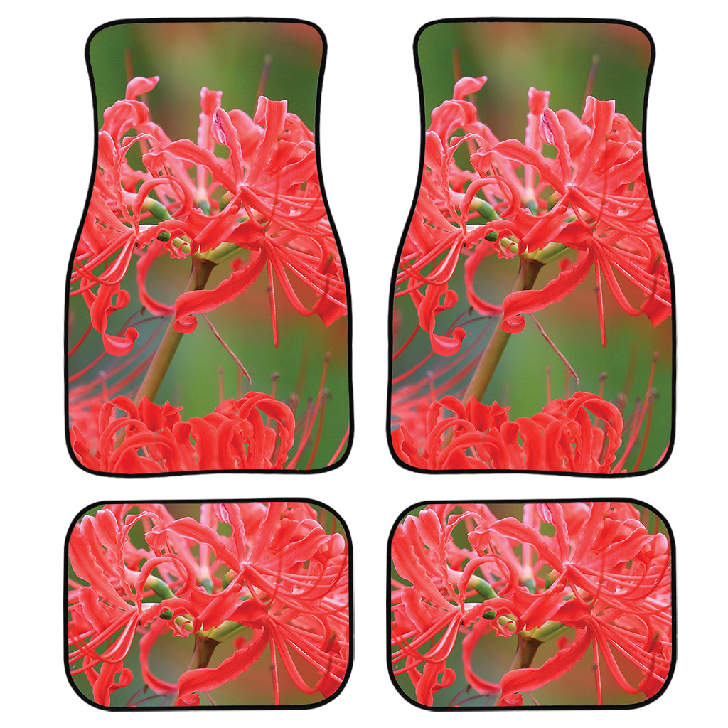 Red Japanese Amaryllis Print Front And Back Car Floor Mats/ Front Car Mat