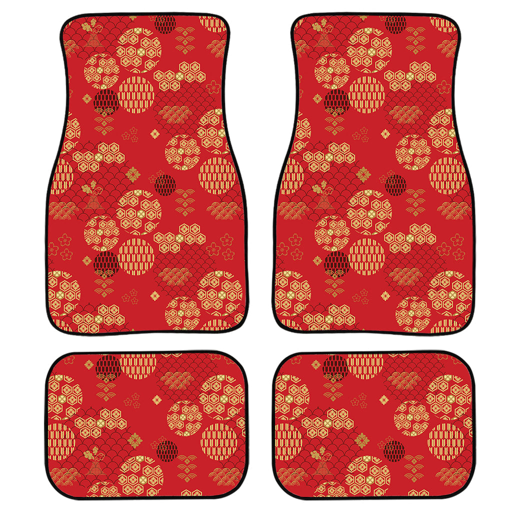 Red Japanese Pattern Print Front And Back Car Floor Mats/ Front Car Mat