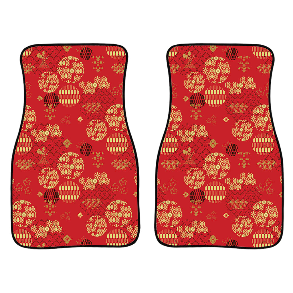 Red Japanese Pattern Print Front And Back Car Floor Mats/ Front Car Mat