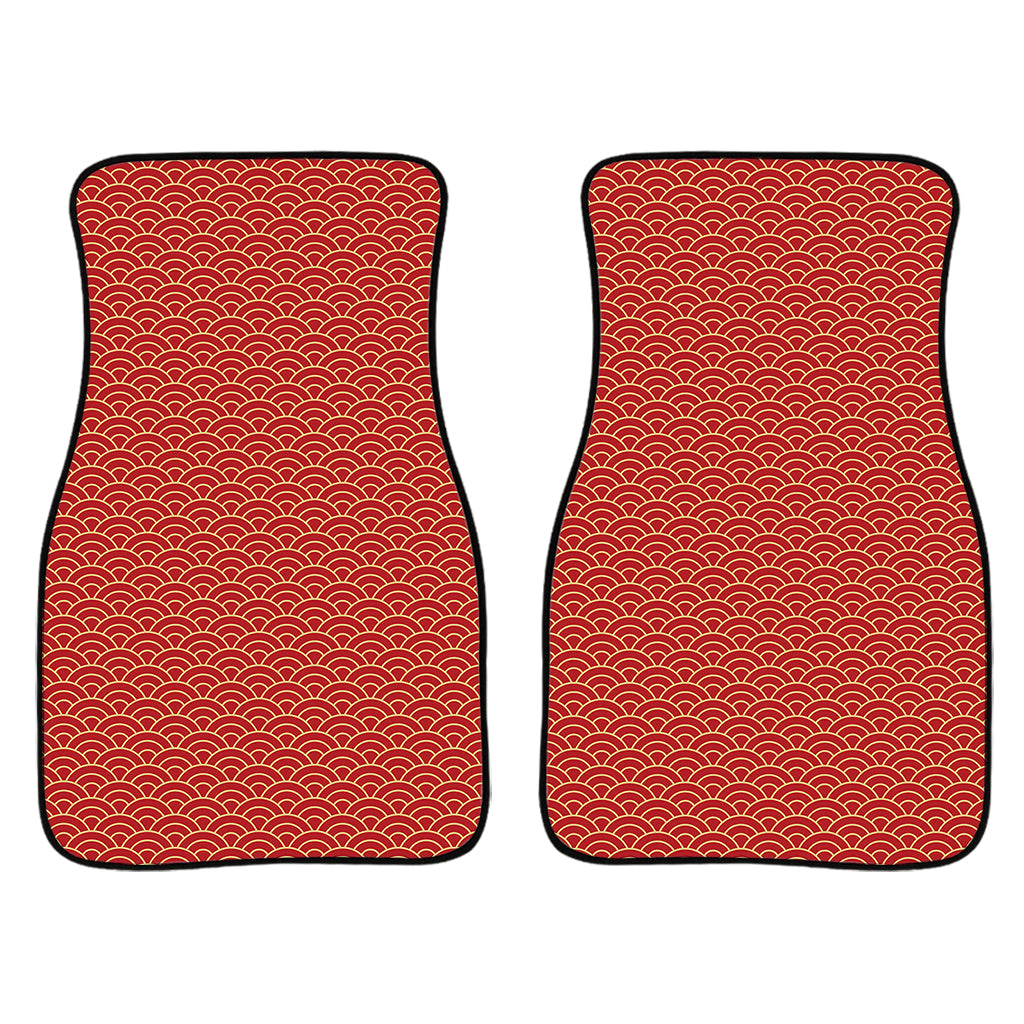 Red Japanese Wave Pattern Print Front And Back Car Floor Mats/ Front Car Mat