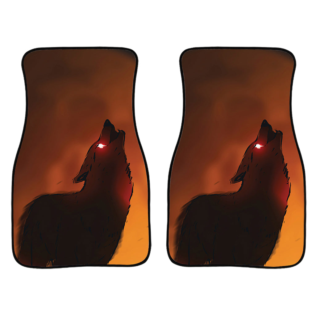 Red Moon Howling Wolf Print Front And Back Car Floor Mats/ Front Car Mat