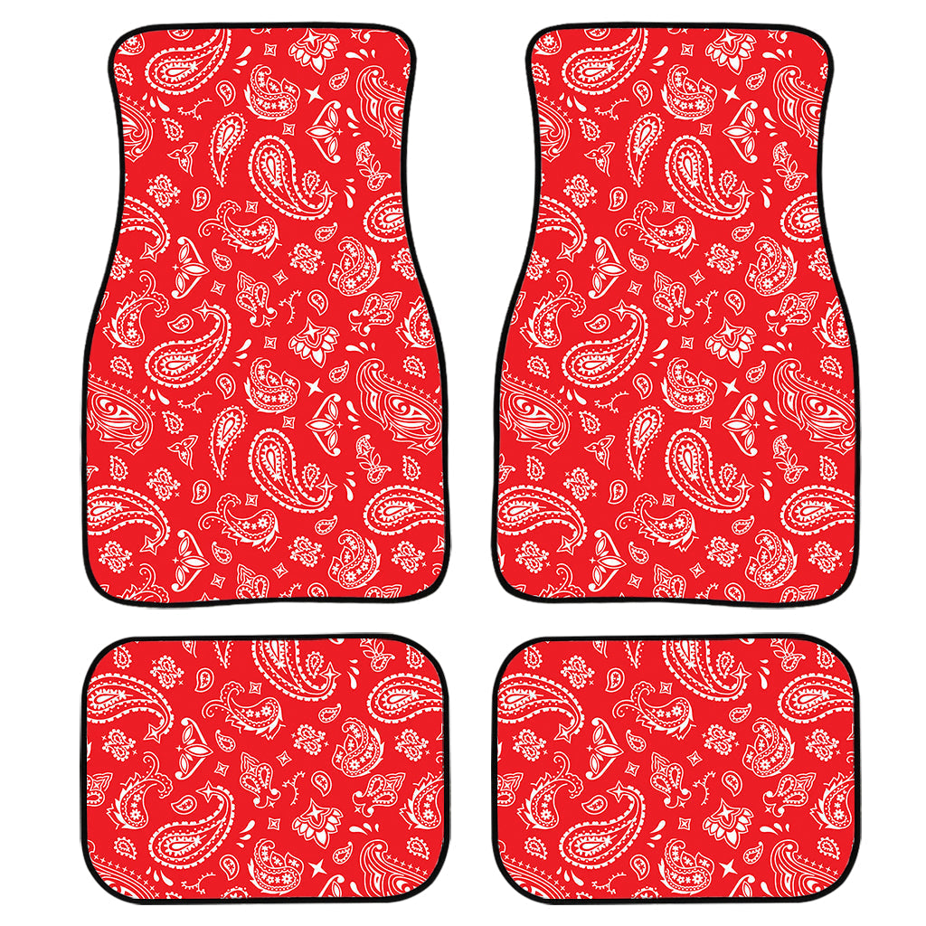 Red Paisley Bandana Pattern Print Front And Back Car Floor Mats/ Front Car Mat