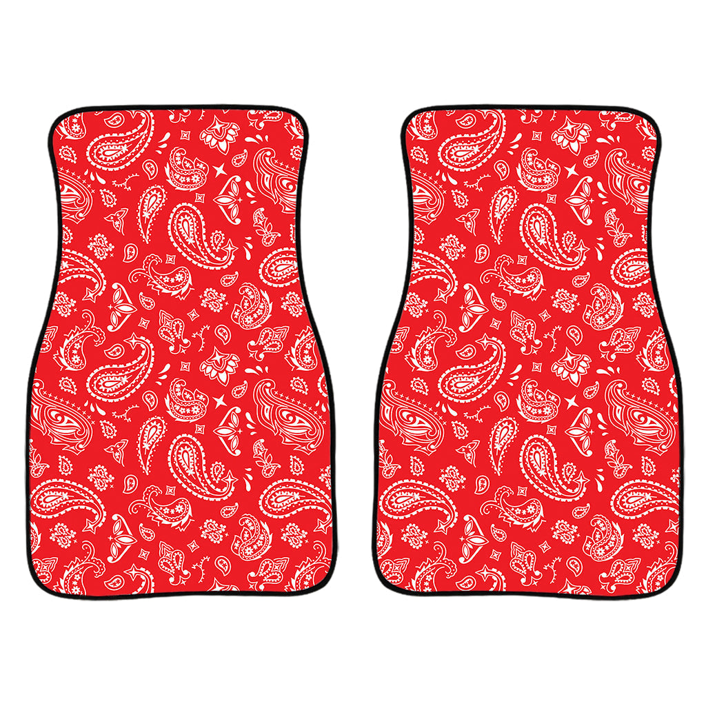 Red Paisley Bandana Pattern Print Front And Back Car Floor Mats/ Front Car Mat