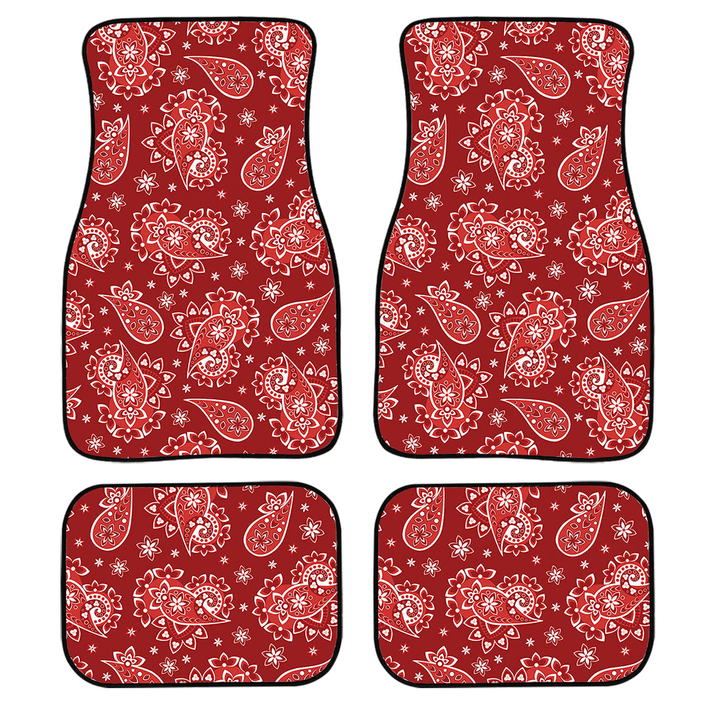 Red Paisley Pattern Print Front And Back Car Floor Mats/ Front Car Mat