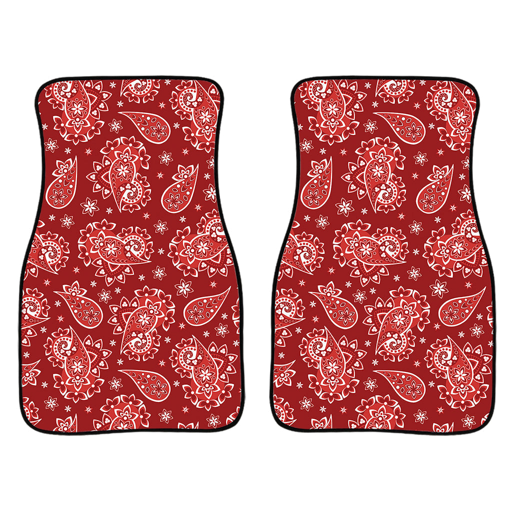 Red Paisley Pattern Print Front And Back Car Floor Mats/ Front Car Mat