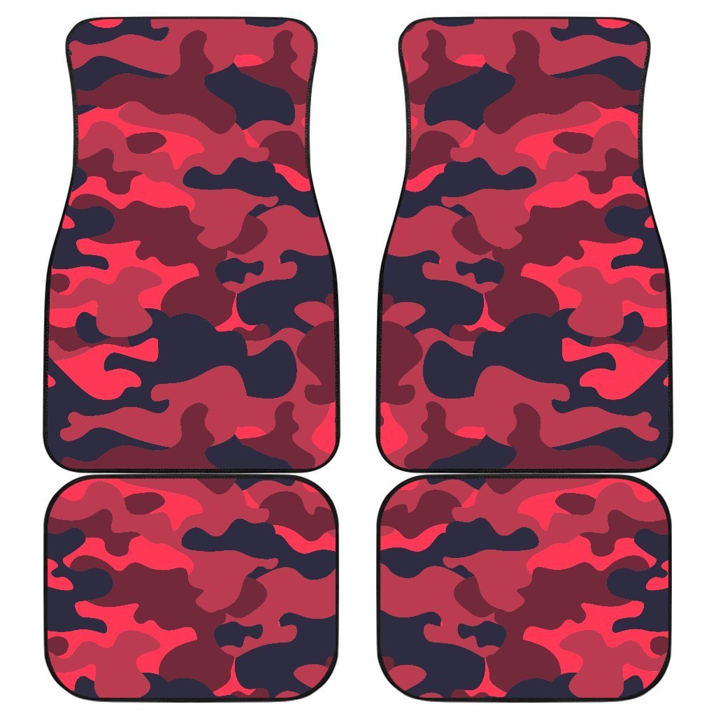 Red Pink And Black Camouflage Print Front And Back Car Floor Mats/ Front Car Mat