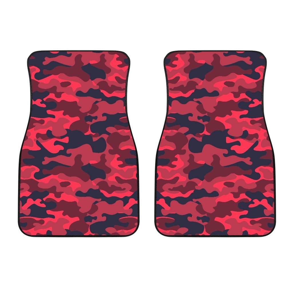 Red Pink And Black Camouflage Print Front And Back Car Floor Mats/ Front Car Mat