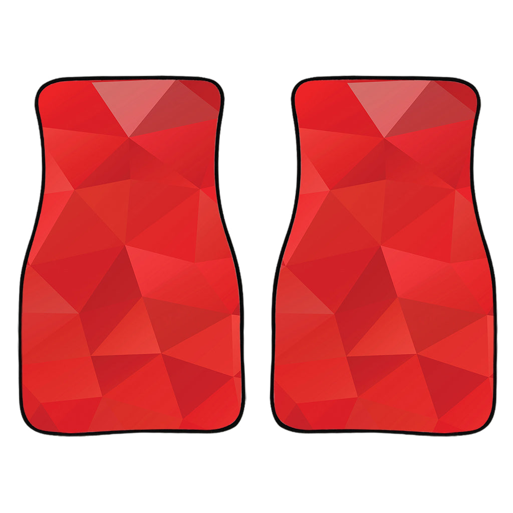 Red Polygonal Geometric Print Front And Back Car Floor Mats/ Front Car Mat