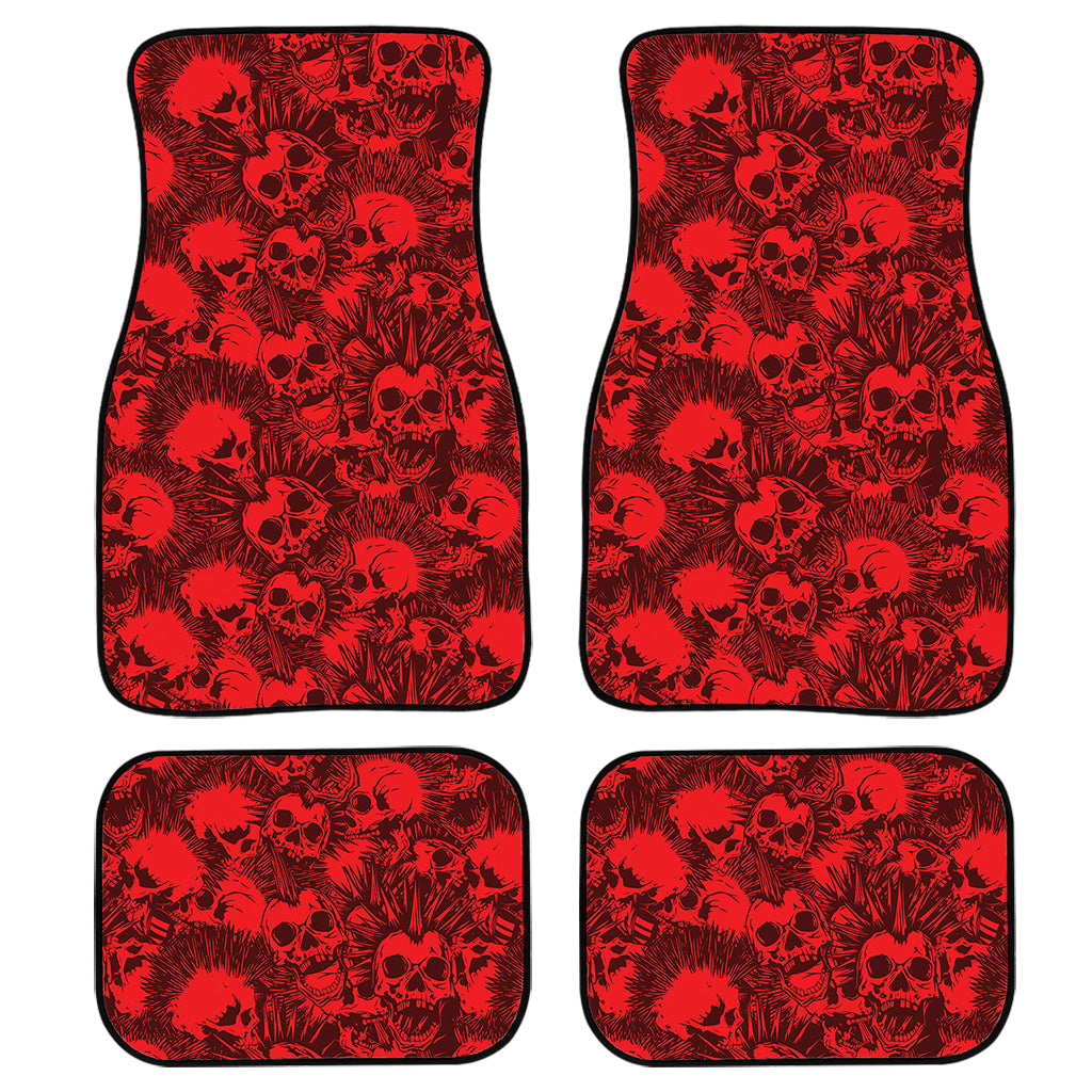 Red Punk Skull Pattern Print Front And Back Car Floor Mats/ Front Car Mat