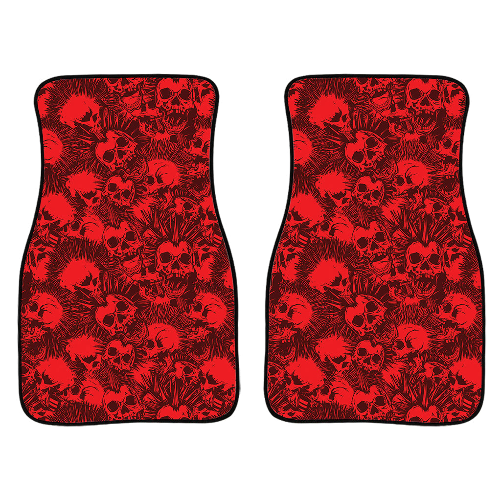 Red Punk Skull Pattern Print Front And Back Car Floor Mats/ Front Car Mat