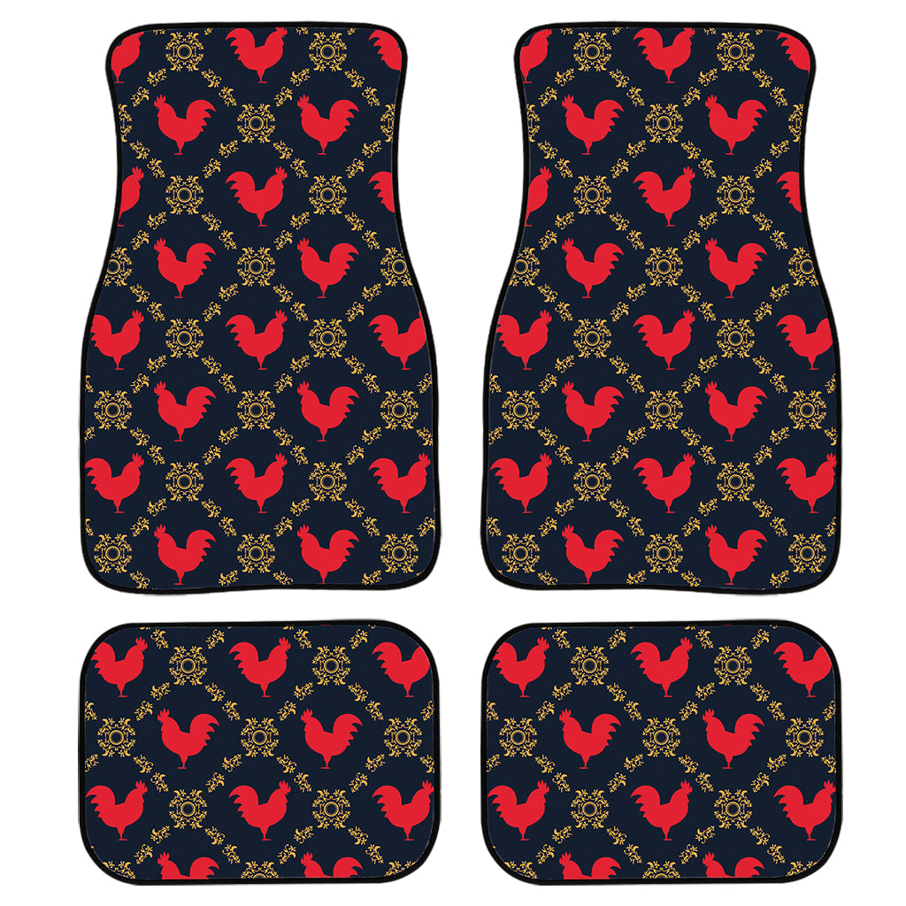 Red Rooster Pattern Print Front And Back Car Floor Mats/ Front Car Mat