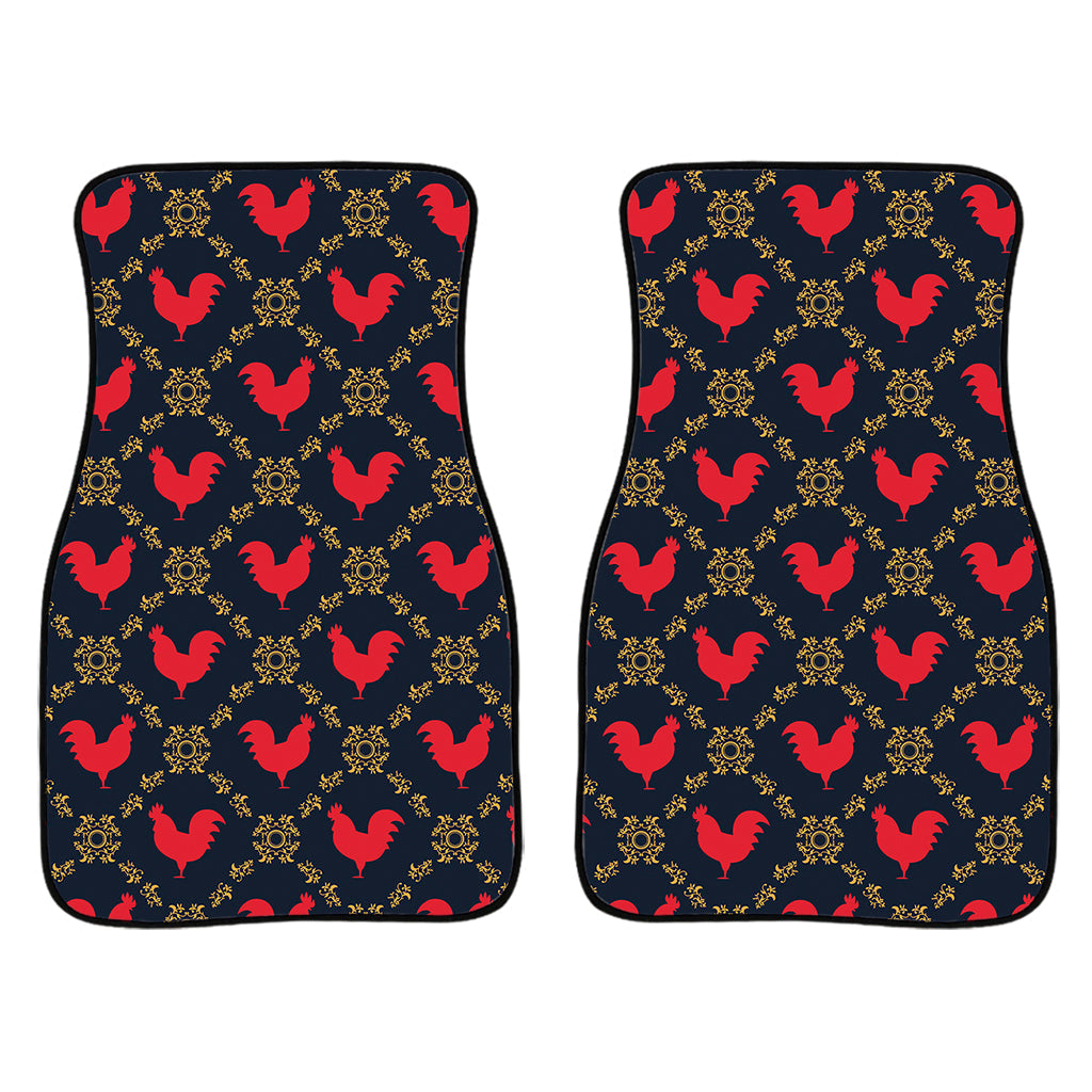 Red Rooster Pattern Print Front And Back Car Floor Mats/ Front Car Mat