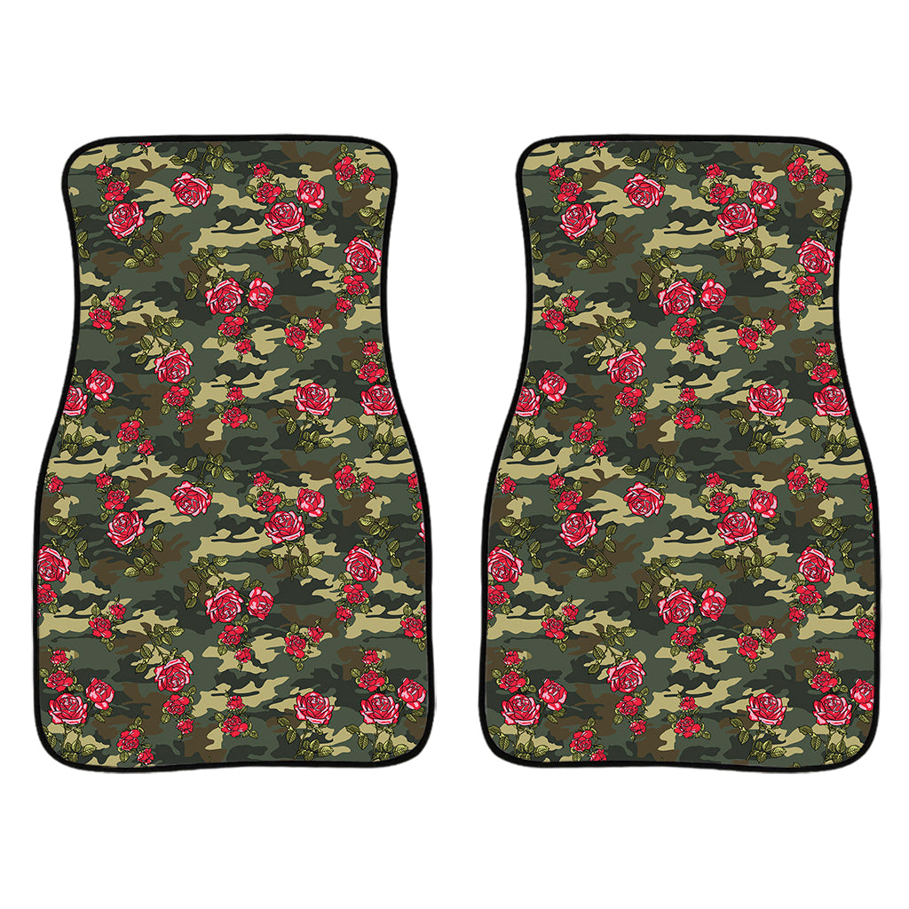 Red Rose Flower Camouflage Print Front And Back Car Floor Mats/ Front Car Mat