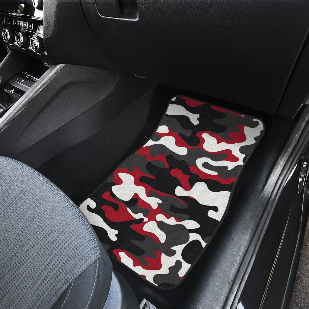 Red Snow Camouflage Print Front And Back Car Floor Mats/ Front Car Mat