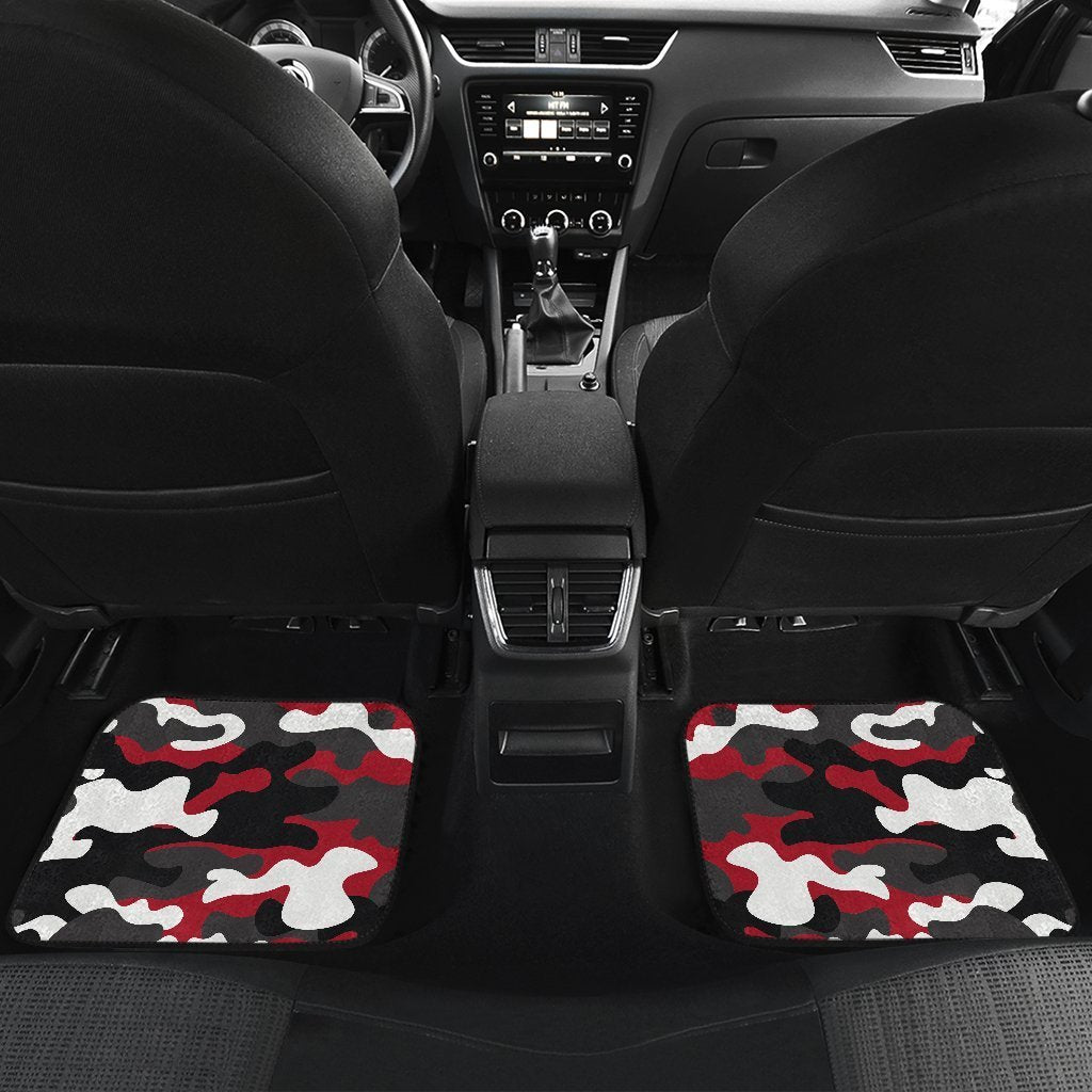 Red Snow Camouflage Print Front And Back Car Floor Mats/ Front Car Mat
