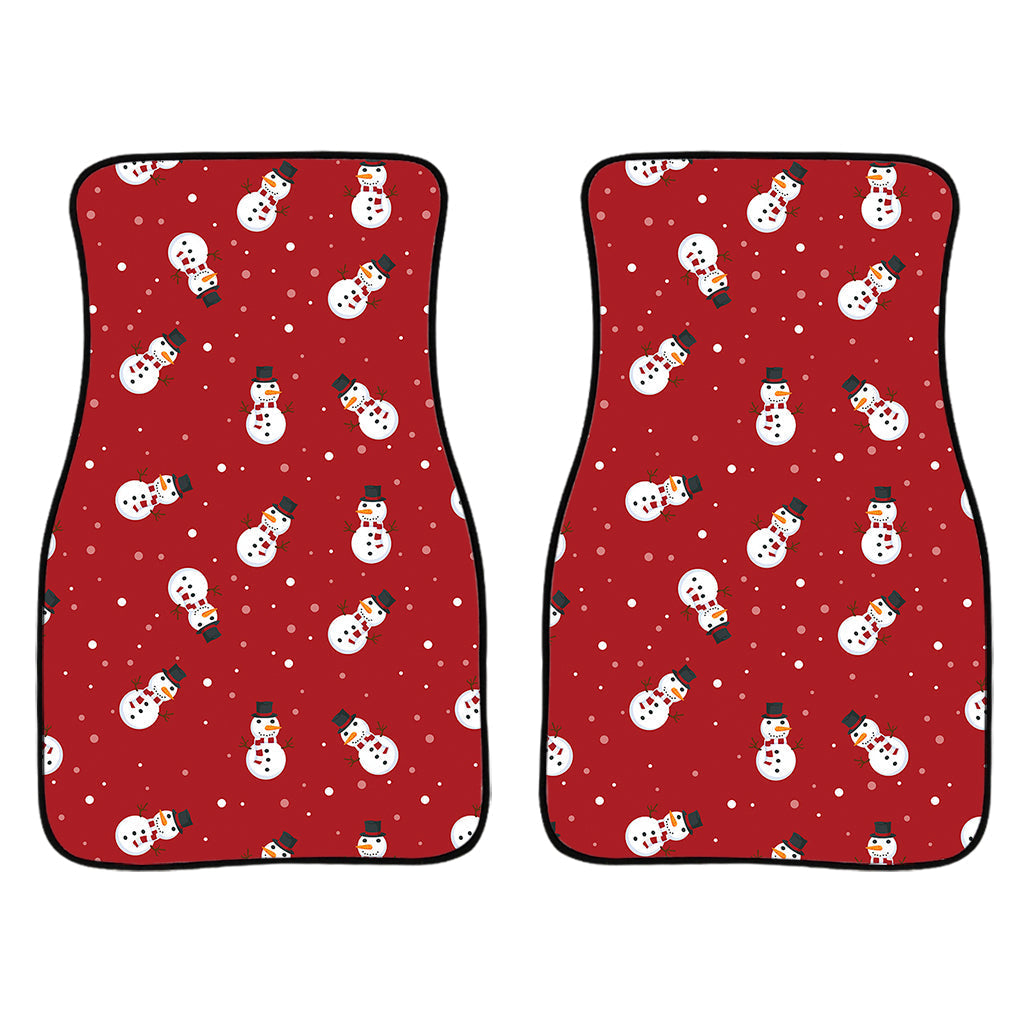 Red Snowman Pattern Print Front And Back Car Floor Mats/ Front Car Mat