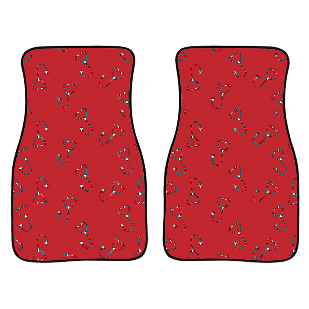 Red Stethoscope Pattern Print Front And Back Car Floor Mats/ Front Car Mat
